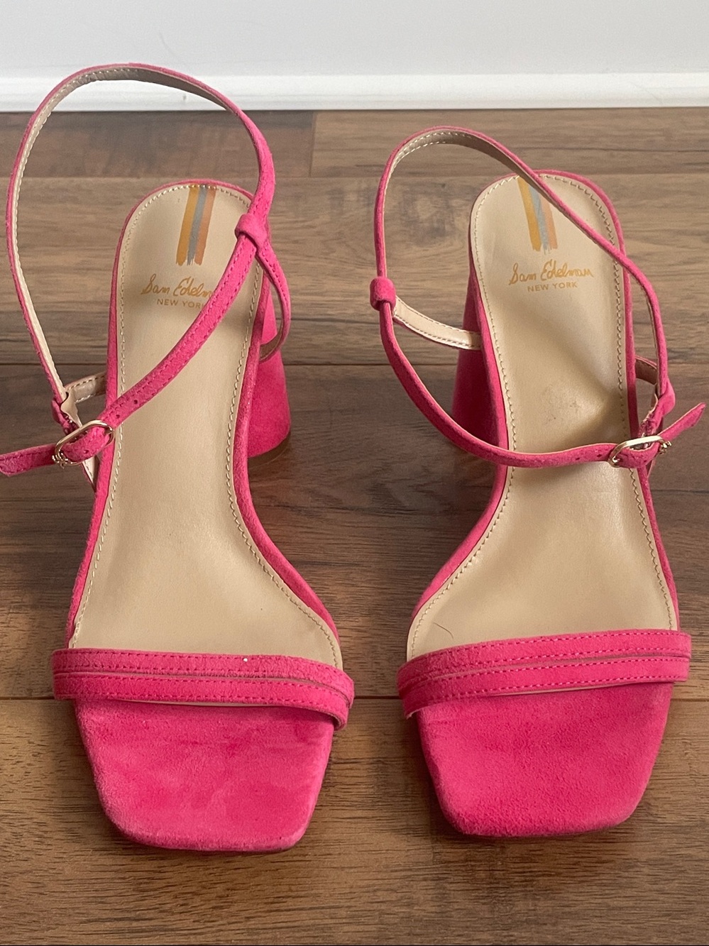 Sam Edelman Kit Sling-Back Block Fuscia Heel Sandals Size 8